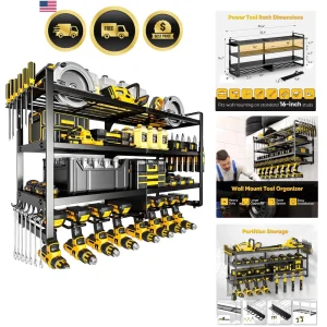 Large Power Tool Organizer Wall Mount,4 Layers Heavy Duty Metal Loads 400lbs,...
