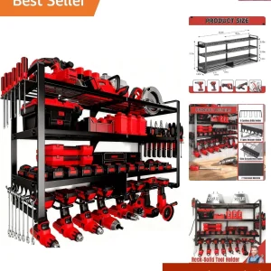 Large Power Tool Organizer Wall Mount, 4 Layer Heavy Duty 8 Cordless Drill Ho...